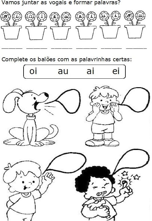 Atividades sobre encontro vocálico