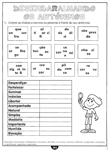 Atividades Com Sinonimos E Antonimos Em Sala De Aula