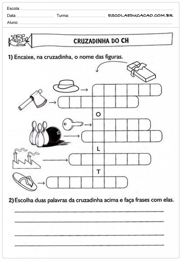 Atividades de alfabetização 1º Ano: Cruzadinha e Caça-palavras dos