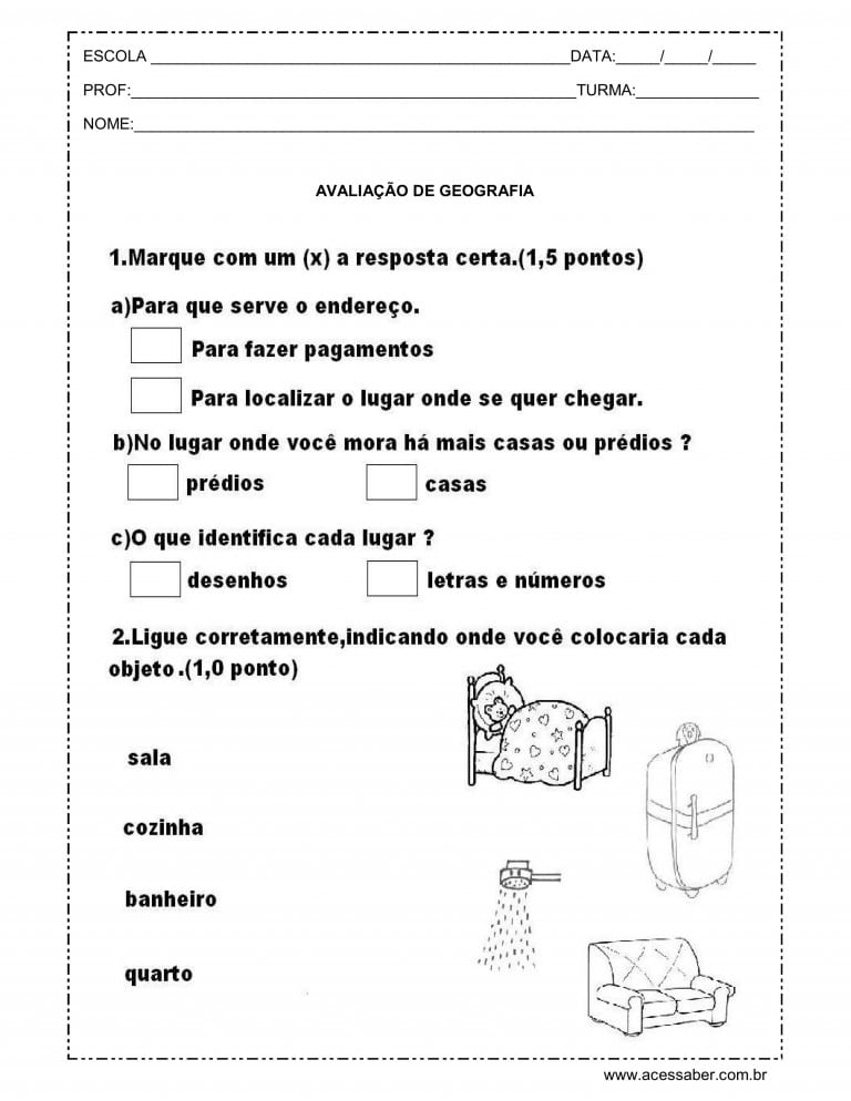 Avaliação de geografia